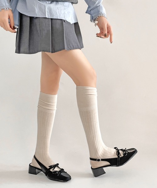 Shoes in Closet（シューズインクローゼット）の「軽量 スクウェアトゥ ワイドヒール バックバンド リボン パンプス 2488（パンプス・レディース・ブラック/アイボリー/シルバー・S/M/L/LL）」の14枚目の写真