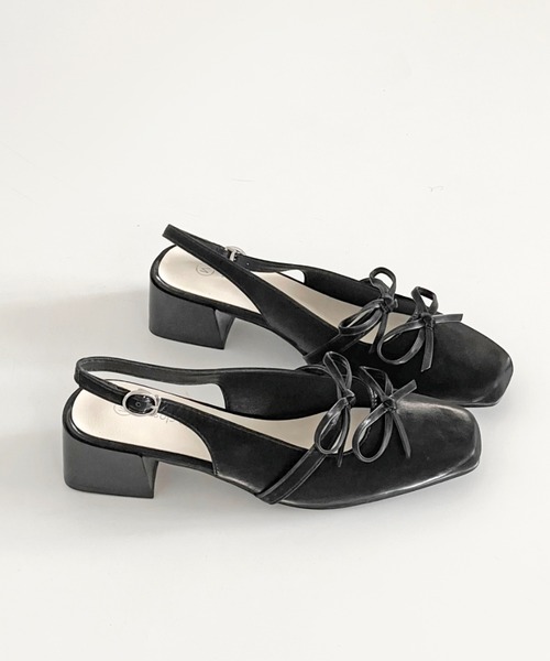 Shoes in Closet（シューズインクローゼット）の「軽量 スクウェアトゥ ワイドヒール バックバンド リボン パンプス 2488（パンプス・レディース・ブラック/アイボリー/シルバー・S/M/L/LL）」の15枚目の写真