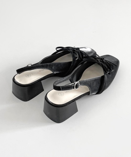 Shoes in Closet（シューズインクローゼット）の「軽量 スクウェアトゥ ワイドヒール バックバンド リボン パンプス 2488（パンプス・レディース・ブラック/アイボリー/シルバー・S/M/L/LL）」の16枚目の写真