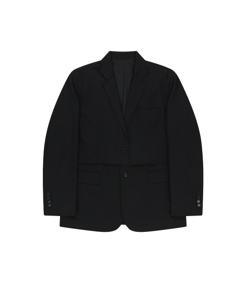 ENDOOR(エンドア)の「Layered blazer (black)(テーラードジャケット・メンズ・ブラック・1/2)」の1枚目の写真