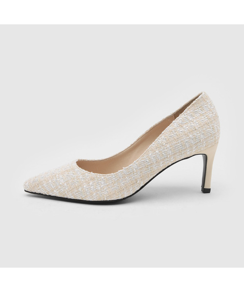 SAPPUN（サプン）の「Cameli ツイード スティレット ヒール (7cm)（パンプス・レディース・ホワイト/ブラック/ベージュ/ブルー/ブラックミックス・22.5cm/23cm/23.5cm/24cm/24.5cm/25.5cm/25cm/22cm）」の4枚目の写真