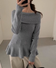 オフショル ニット オフショルダー」に該当するグレー/灰色系の