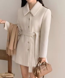 【大幅値下げ❣️JUDY 】　オフホワイトのコート フェイクスウェードノーカラーコート/洗える(ノーカラーコート) | MK