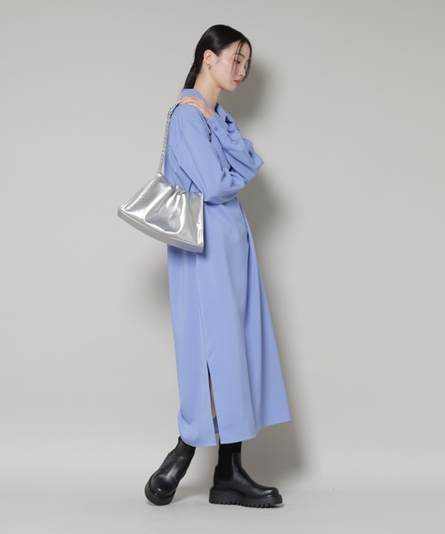 NANO universe（ナノユニバース）の「チェーンショルダーギャザーバッグ（ショルダーバッグ・レディース・シルバー/ブラック・F）」の10枚目の写真