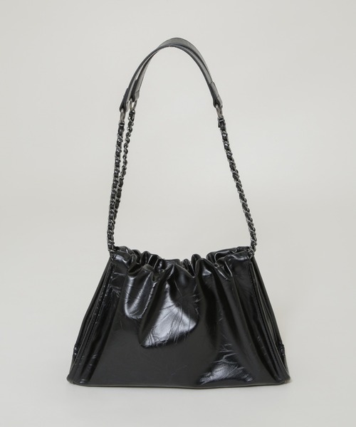 NANO universe（ナノユニバース）の「チェーンショルダーギャザーバッグ（ショルダーバッグ・レディース・シルバー/ブラック・F）」の8枚目の写真