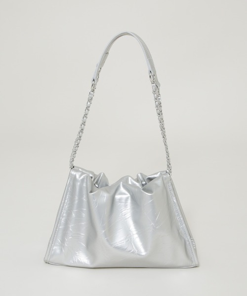 NANO universe（ナノユニバース）の「チェーンショルダーギャザーバッグ（ショルダーバッグ・レディース・シルバー/ブラック・F）」の11枚目の写真