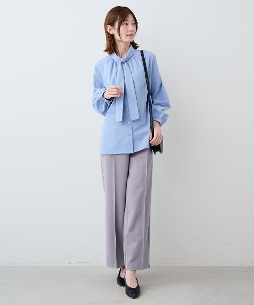 IEDIT(イディット)の「IEDIT ループ付きで簡単に華やぐボウタイブラウス(シャツ/ブラウス・レディース・ブルー/ホワイト・3L/LL/L/M/S)」の5枚目の写真