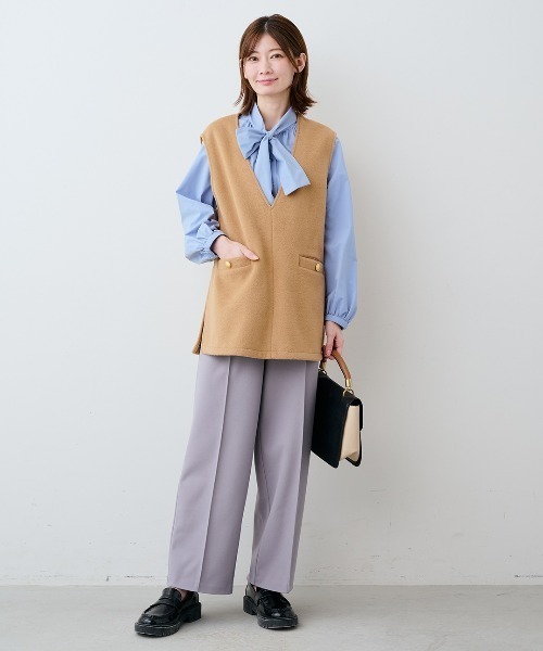 IEDIT(イディット)の「IEDIT ループ付きで簡単に華やぐボウタイブラウス(シャツ/ブラウス・レディース・ブルー/ホワイト・3L/LL/L/M/S)」の10枚目の写真