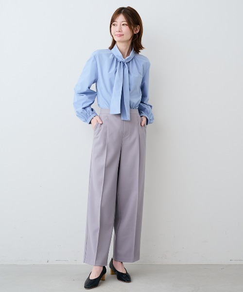 IEDIT(イディット)の「IEDIT ループ付きで簡単に華やぐボウタイブラウス(シャツ/ブラウス・レディース・ブルー/ホワイト・3L/LL/L/M/S)」の4枚目の写真