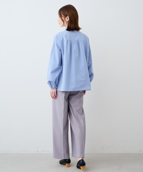 IEDIT(イディット)の「IEDIT ループ付きで簡単に華やぐボウタイブラウス(シャツ/ブラウス・レディース・ブルー/ホワイト・3L/LL/L/M/S)」の7枚目の写真