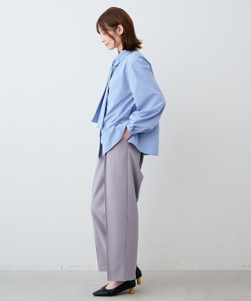 IEDIT(イディット)の「IEDIT ループ付きで簡単に華やぐボウタイブラウス(シャツ/ブラウス・レディース・ブルー/ホワイト・3L/LL/L/M/S)」の6枚目の写真