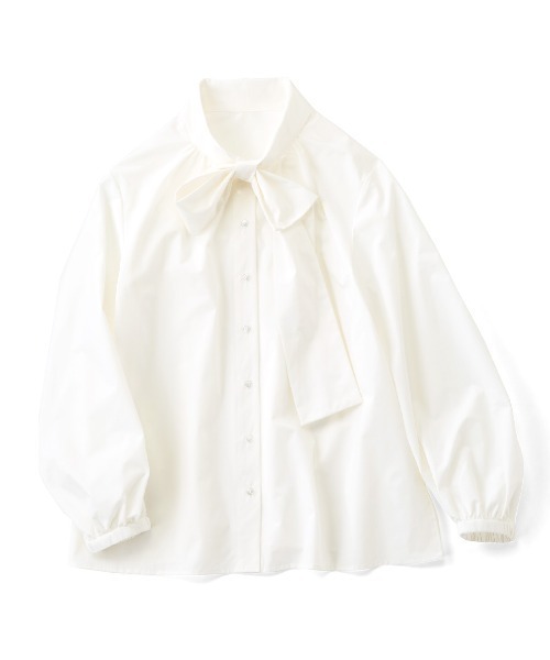 IEDIT(イディット)の「IEDIT ループ付きで簡単に華やぐボウタイブラウス(シャツ/ブラウス・レディース・ブルー/ホワイト・3L/LL/L/M/S)」の14枚目の写真