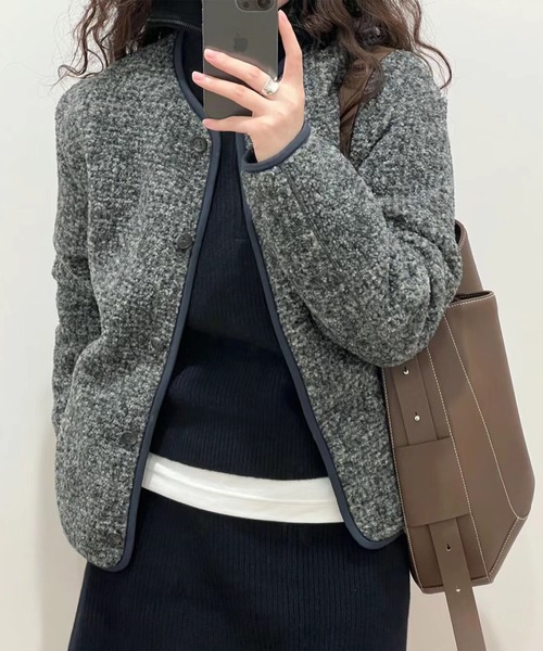 by LEGNA（バイレグナ）の「ボアフリースカーディガン（カーディガン/ボレロ・レディース・ベージュ/ピンク/ブラック/アイボリー/グレー・SMALL/MEDIUM/LARGE/X-LARGE）」の9枚目の写真
