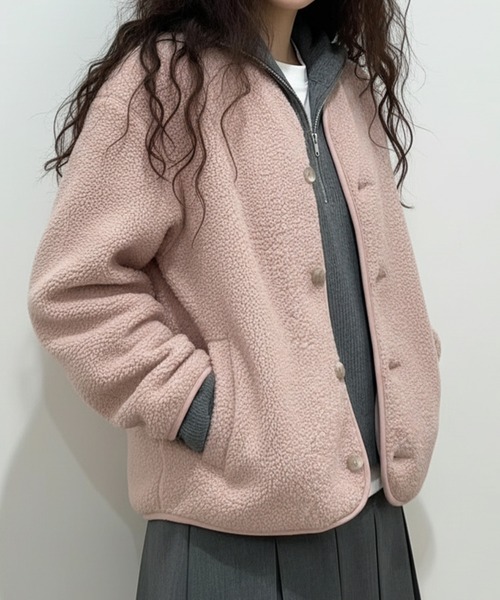 by LEGNA（バイレグナ）の「ボアフリースカーディガン（カーディガン/ボレロ・レディース・ベージュ/ピンク/ブラック/アイボリー/グレー・SMALL/MEDIUM/LARGE/X-LARGE）」の11枚目の写真