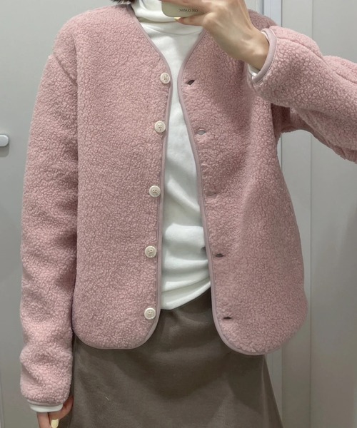 by LEGNA（バイレグナ）の「ボアフリースカーディガン（カーディガン/ボレロ・レディース・ベージュ/ピンク/ブラック/アイボリー/グレー・SMALL/MEDIUM/LARGE/X-LARGE）」の10枚目の写真