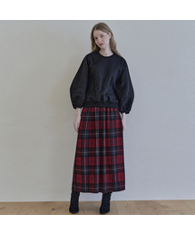 Tartan Check Pleated Maxi Skirt - GREEN