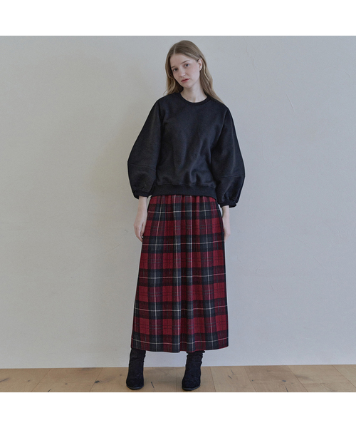 AVANT-G(アバン)の「Tartan Check Pleated Maxi Skirt - GREEN(スカート・レディース・ダークグリーン/ブラウン/レッド・FREE)」の3枚目の写真