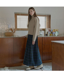 Tartan Check Pleated Maxi Skirt - GREEN