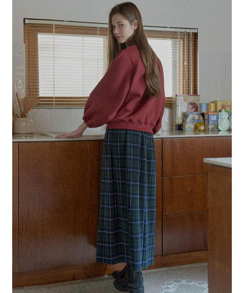 AVANT-G(アバン)の「Tartan Check Pleated Maxi Skirt - GREEN(スカート・レディース・ダークグリーン/ブラウン/レッド・FREE)」の5枚目の写真
