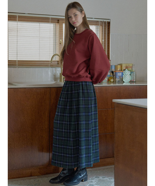 AVANT-G(アバン)の「Tartan Check Pleated Maxi Skirt - GREEN(スカート・レディース・ダークグリーン/ブラウン/レッド・FREE)」の8枚目の写真