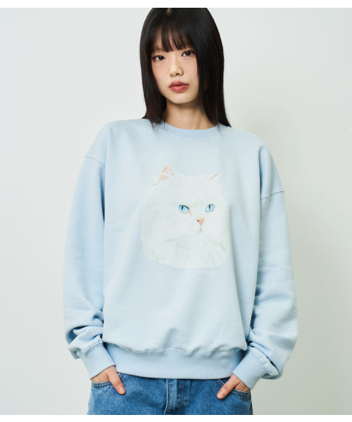 chancechance(チャンスチャンス)の「キャットプリントスウェットシャツ(スカイブルー/裏起毛)(スウェット・レディース・その他・SMALL/MEDIUM)」の3枚目の写真
