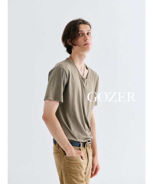GOZER(ゴーザー)の「UNDER HALF T-SHIRT_LIGHT KHAKI(Tシャツ/カットソー・メンズ・カーキ・SMALL/MEDIUM/LARGE/X-LARGE)」の2枚目の写真