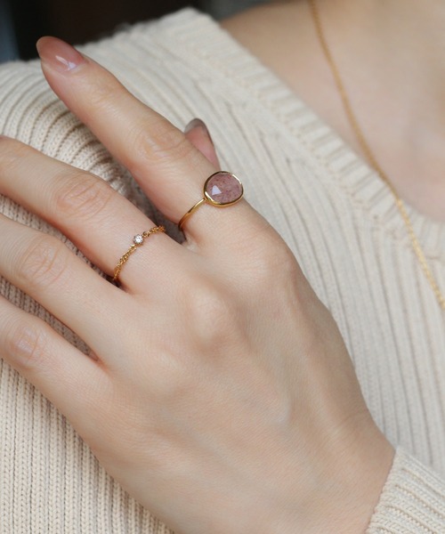 WEB限定】K18vermeil ダイヤモンド プロングチェーンリング（リング