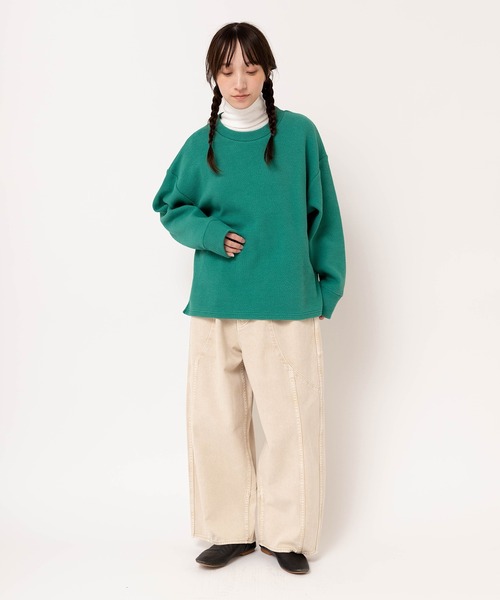 URCH RNA(アーチ アールエヌエー)の「R4421 柔らかデニムのケミカルバギーパンツ(デニムパンツ・レディース・アイボリー/ケミカルウォッシュ/ブラック・FREE)」の12枚目の写真