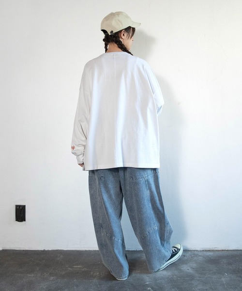 URCH RNA(アーチ アールエヌエー)の「R4421 柔らかデニムのケミカルバギーパンツ(デニムパンツ・レディース・アイボリー/ケミカルウォッシュ/ブラック・FREE)」の18枚目の写真