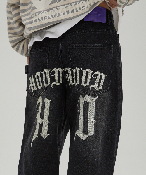 HOODHOOD（フッドフッド）の「HDチェーン刺繍デニムパンツブラック（デニムパンツ・レディース・その他・1/2/4/3）」の5枚目の写真