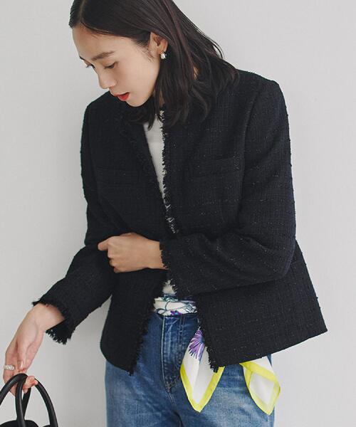 セール】【着丈長め/軽い/オンオフ使える】ファンシーツイード