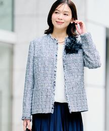 UNTITLED（アンタイトル）の「【セレモニー/華やか】ファンシーツイード ジャケット（ノーカラージャケット）」