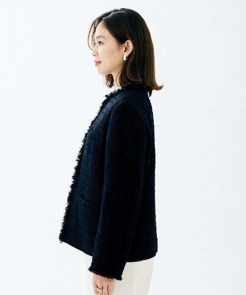 UNTITLED(アンタイトル)の「【仕事着/スーツ】ファンシーツイード ジャケット(ノーカラージャケット・レディース・ベージュ系その他7/ネイビー系3/ブルー系8・50/44/46/48/01/02/03/04/42/00)」の22枚目の写真