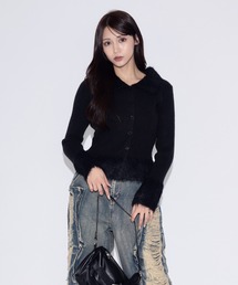 tinkerend | Shaggy Polo Collar Knit Cardigan / シャギーポロカラーニットカーディガン(ニット/セーター)
