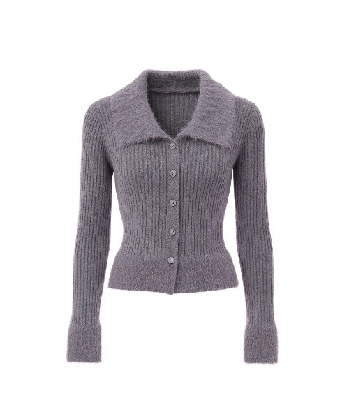 tinkerend（ティンカーエンド）の「Shaggy Polo Collar Knit Cardigan