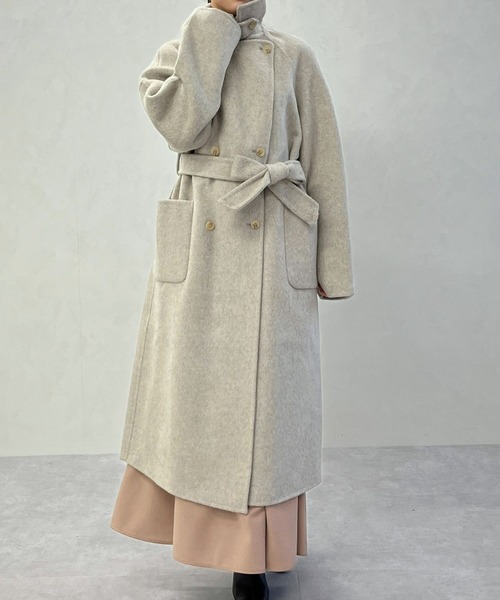 MISCH MASCH（ミッシュマッシュ）の「一部店舗限定 スタンドカラーロングコート（チェスターコート・レディース・ベージュ・ﾌﾘ-）」の6枚目の写真