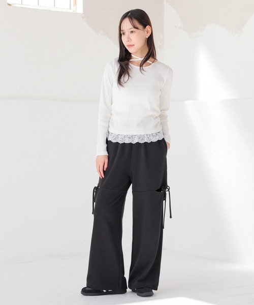 Honeys（ハニーズ）の「サイドスリットパンツ（カーゴパンツ・レディース・杢グレー/ブラック/アイボリー系1・SS/S/M/LL/L）」の6枚目の写真