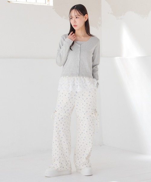 Honeys（ハニーズ）の「サイドスリットパンツ（カーゴパンツ・レディース・杢グレー/ブラック/アイボリー系1・SS/S/M/LL/L）」の14枚目の写真