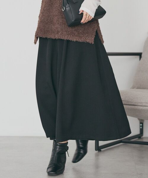 AMERICAN HOLIC（アメリカンホリック）の「【選べる丈】ギャザーウールライクスカーチョ（その他パンツ・レディース・ブラック/グレイッシュベージュ/杢グレー・L/M）」の8枚目の写真