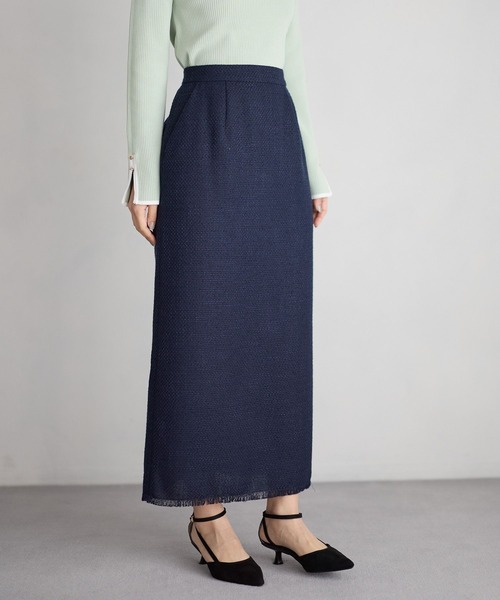 Andemiu(アンデミュウ)の「【セレモニー】ツイードIラインスカート636786(スカート・レディース・ネイビー/アイボリー・SMALL/MEDIUM)」の4枚目の写真