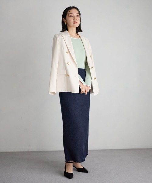 Andemiu(アンデミュウ)の「【セレモニー】ツイードIラインスカート636786(スカート・レディース・ネイビー/アイボリー・SMALL/MEDIUM)」の5枚目の写真