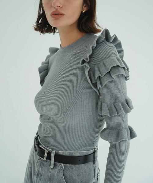 FRILL SLEEVE KNIT TOPS（ニット/セーター）｜CLANE（クラネ）の