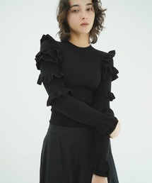 FRILL SLEEVE KNIT TOPS