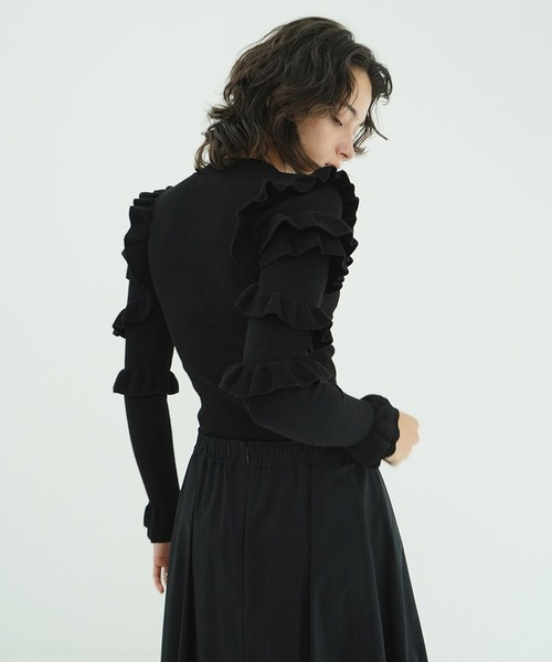 FRILL SLEEVE KNIT TOPS（ニット/セーター）｜CLANE（クラネ）の