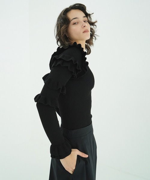 FRILL SLEEVE KNIT TOPS（ニット/セーター）｜CLANE（クラネ）の