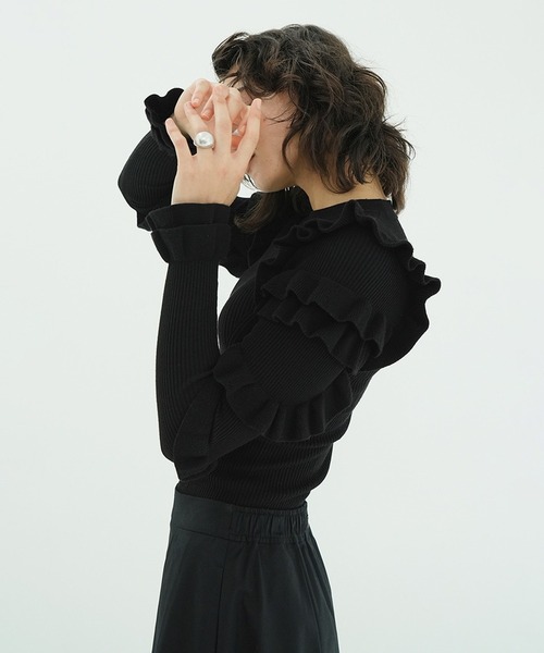 FRILL SLEEVE KNIT TOPS（ニット/セーター）｜CLANE（クラネ）の