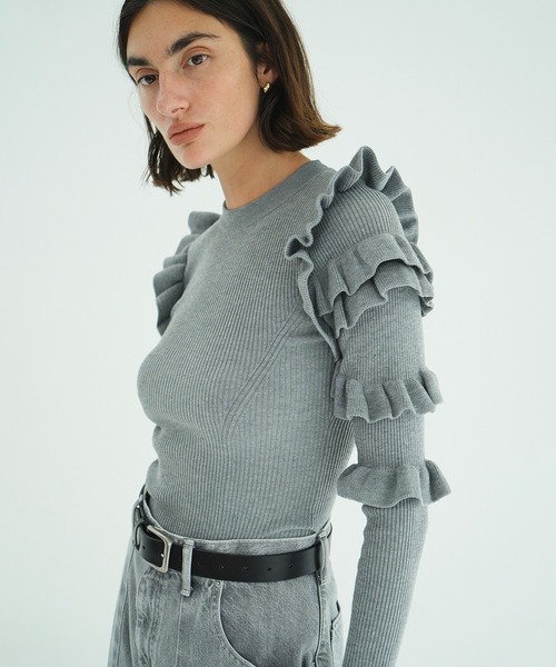 FRILL SLEEVE KNIT TOPS（ニット/セーター）｜CLANE（クラネ）の