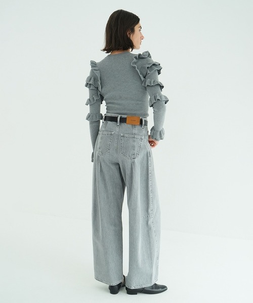 CLANE(クラネ)の「FRILL SLEEVE KNIT TOPS(ニット/セーター・レディース・グレー/ブラック・1/2)」の16枚目の写真