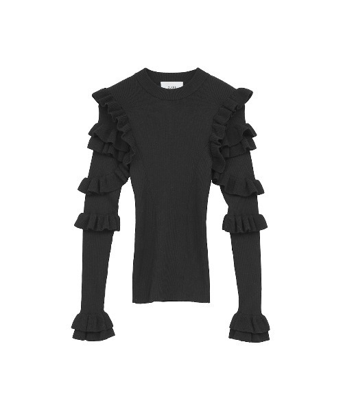 CLANE(クラネ)の「FRILL SLEEVE KNIT TOPS(ニット/セーター・レディース・グレー/ブラック・1/2)」の17枚目の写真