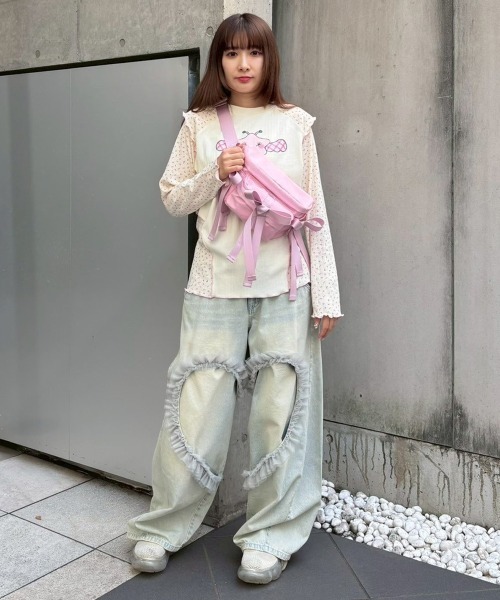 Candy Stripper（キャンディストリッパー）の「FANCY RIBBON WAIST バッグ（ボディバッグ/ウエストポーチ・レディース・ピンク/ブラック・FREE）」の9枚目の写真